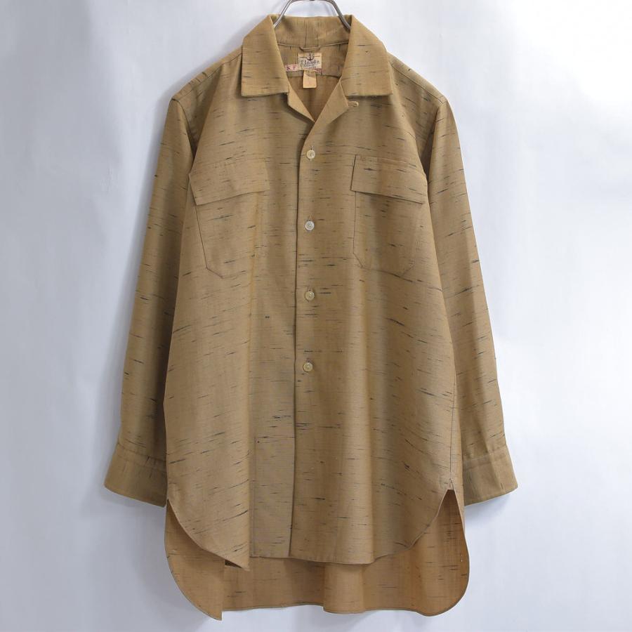 VINTAGE 50s T.Inada カスリ柄 ウール オープンカラーシャツ 開襟