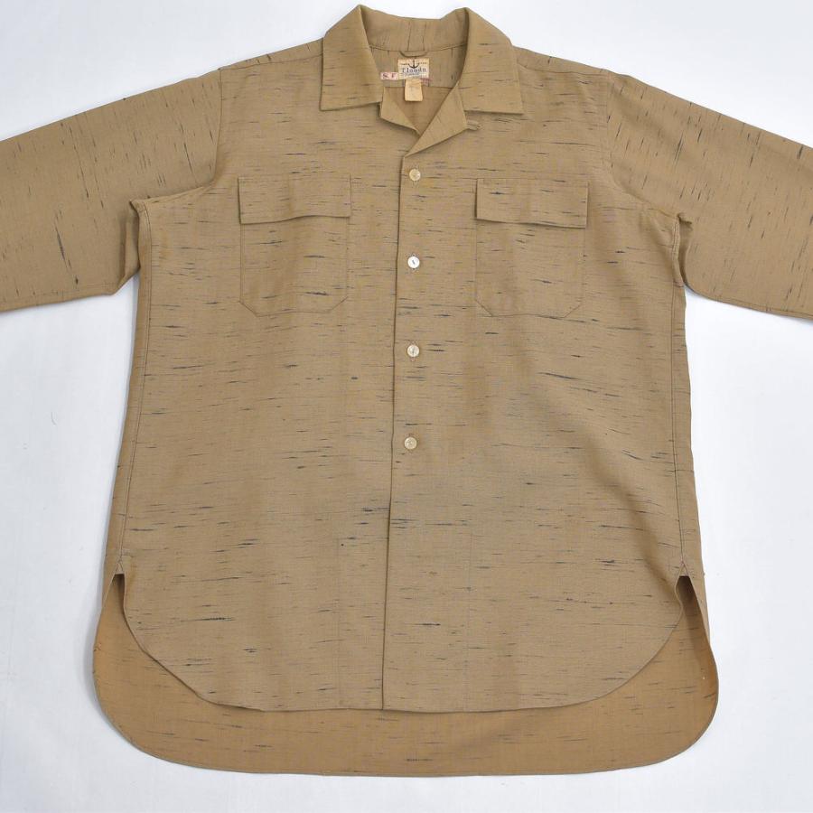 VINTAGE 50s T.Inada カスリ柄 ウール オープンカラーシャツ 開襟