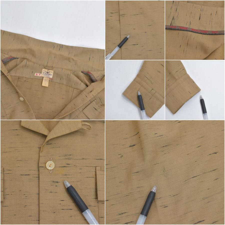 VINTAGE 50s T.Inada カスリ柄 ウール オープンカラーシャツ 開襟