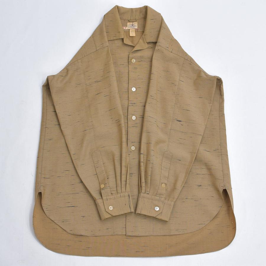 VINTAGE 50s T.Inada カスリ柄 ウール オープンカラーシャツ 開襟