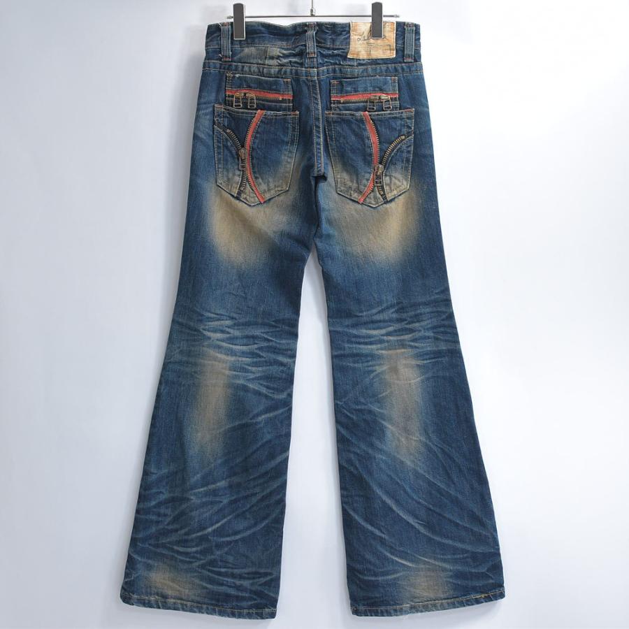 00s【RIELABO NICOLE】flare denim pants/Y2K/鬼ヒゲ/ハチノス/ギャル 