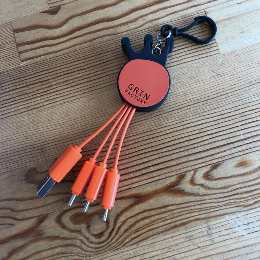 グリン王子デザイン4本足の充電ケーブルキーホルダー USB Lightning