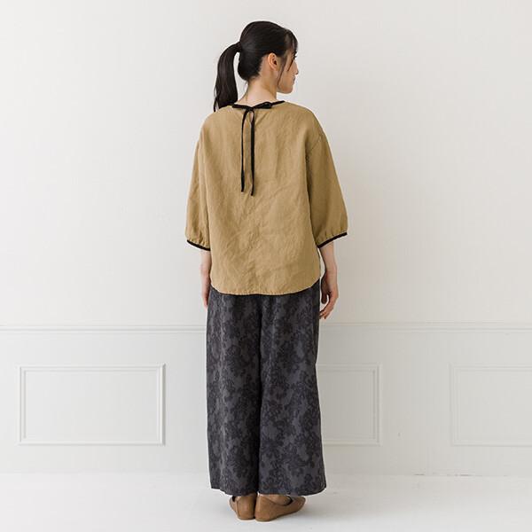 Crea delice（クレアデリス）リネン バイカラーバックリボン 7分袖 