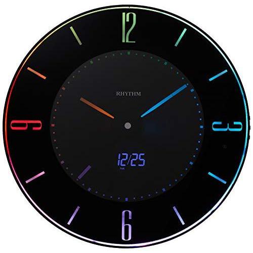 人気の春夏 イロリア 黒 変更機能付き 推し色 LED 365色 電波時計 置き時計 掛け時計 リズム(RHYTHM) (Iroria) φ 8RZ197SR02 置き時計