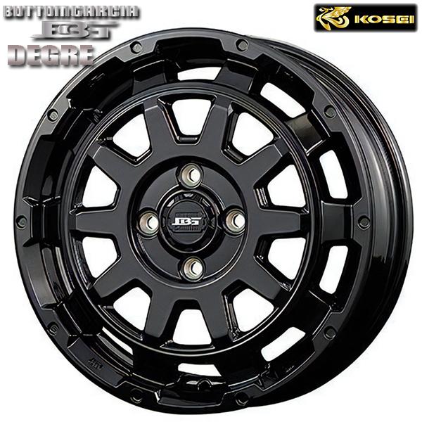 N-BOX等 KOSEI ボトムガルシア ディグレ 15インチ 4.5J 4H100 +45 グロッシーブラック アルミホイール単品 4本セット 送料無料