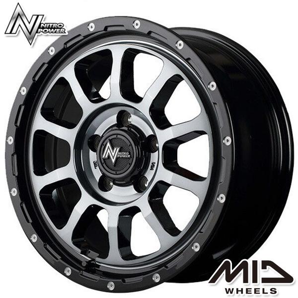 デリカD5等 MID ナイトロパワー M10 パーシング 16インチ 7.0J 5H114.3 +40 ブラック/DCマシニング/ブラッククリア アルミホイール単品 4本セット 1台分