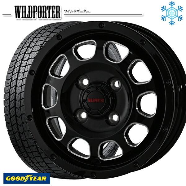 デリカミニ 165/55R15インチ グッドイヤー アイスナビ8 ICE NAVI8 4H100 スタッドレスタイヤホイール4本セット ワイルドポーター クロステン BK/SM