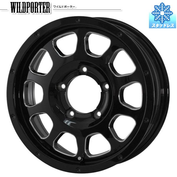 ジムニー 175/80R16インチ 5H139.7 ワイルドポーター クロステン BK/SM ヨコハマ アイスガード G075 スタッドレスタイヤホイールセット