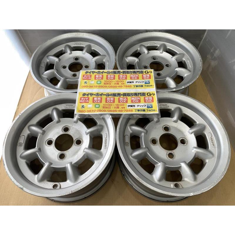 当時モノ MINILITE アルミホイール 13 6j +27 シルバー 銀 4穴 98