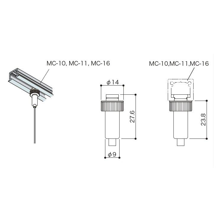 BS-32R-R white(天井付けMC/MHレール用アタッチメント・ストレートワイヤーφ1.0~1.5用）｜gripshop｜02