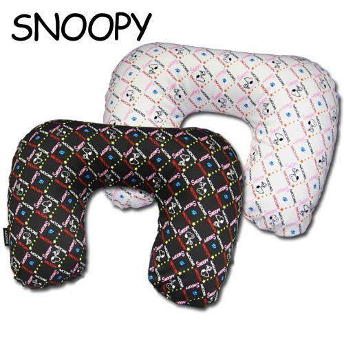 スヌーピー ネックピロー 格子柄 日本製 SNOOPY キャラクター 旅行 トラベル 230592 2点迄メール便OK（va1a001）＊ホワイトデー | SNOOPY