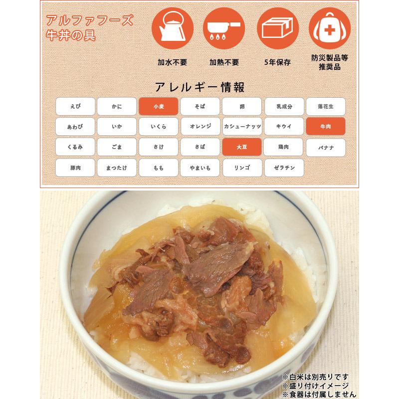 アルファフーズ 防災用品 非常食 5年保存 美味しい防災食 牛丼の