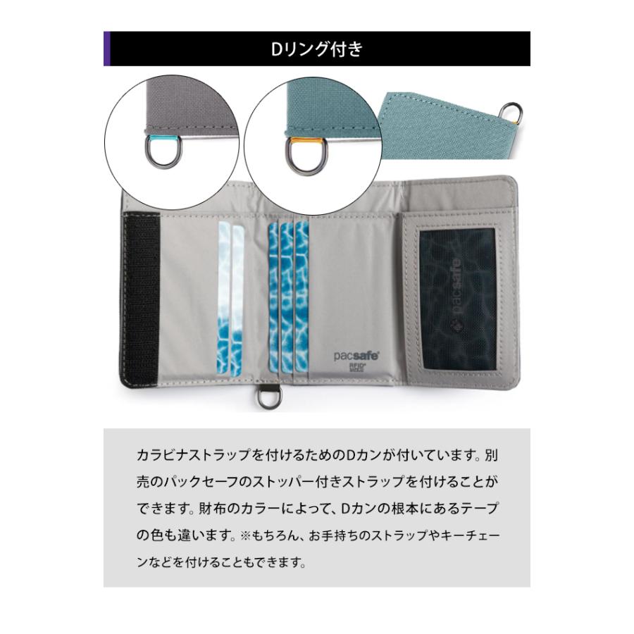 防犯用 PacSafe スキミング防止 パックセーフ 財布 スリム ウォレット 三つ折 RFIDセーフ トライフォールドウォレット 12970381 4点迄メール便OK(ei0a274) | PacSafe | 06