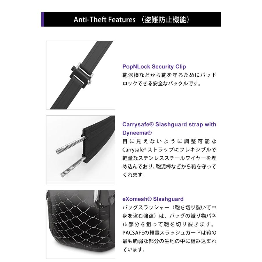 防犯用 スキミング防止 パックセーフ リュック バッグ リュックサック デイパック 海外旅行 セキュリティ V16 バックパック RFIDブロック 12970376(ei0a305) | PacSafe | 08