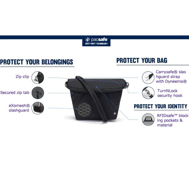 PacSafe（パックセーフ） 防犯用 スキミング防止 ショルダーバッグ