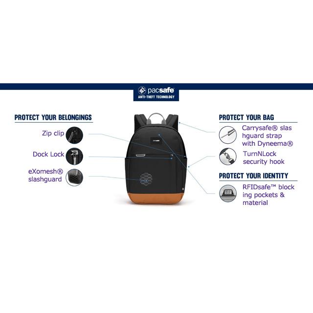 防犯用 スキミング防止 パックセーフ GO 15L バックパック リュック バッグ リュックサック デイパック セキュリティ RFIDブロック 12970330(ei0a326) | PacSafe | 12