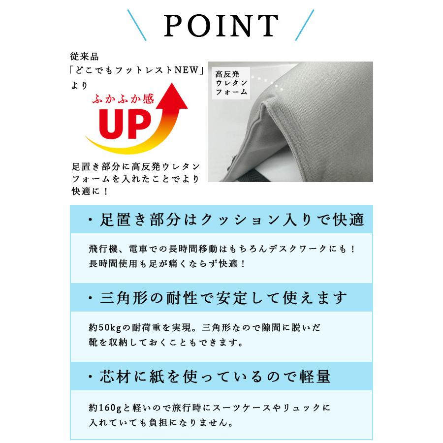 足置き 置くだけ フットレスト クッション 旅行 便利グッズ デスクワーク 日本製 携帯用 リラックス 飛行機 電車 バス オフィス むくみ対策 脚置き (ra1a006) |  | 02