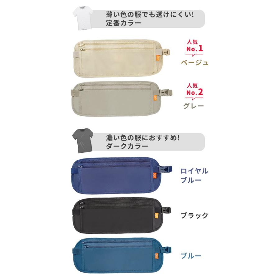 「レビュー記入でメール便送料無料」セキュリティポーチ 薄型 ウエスト 海外旅行 スリ対策 防犯 マネーベルト 貴重品入れ 女性 男性 GPT gu1a298-mail(gu1a321) | ブランド登録なし | 14