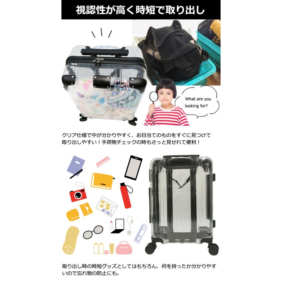スーツケース 機内持ち込み Sサイズ 軽量 透明スーツケース ジッパー TSAロック クリア ケース 小型 キャリーバッグ GPT (gu1a630)「C」 | ブランド登録なし | 02
