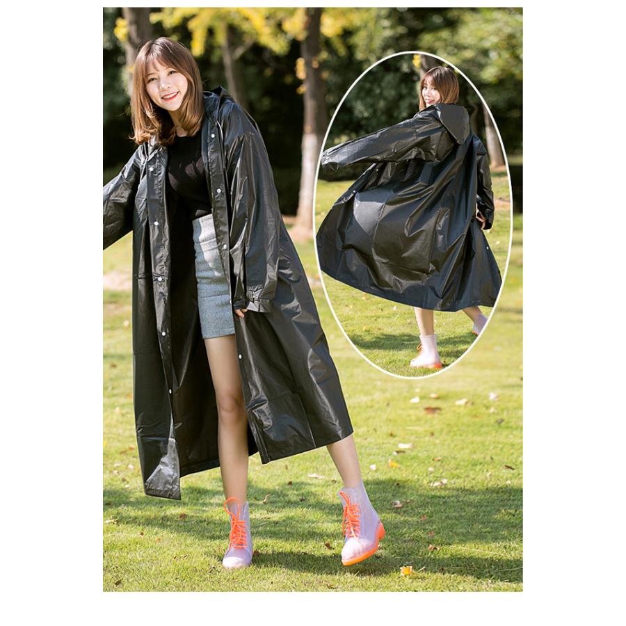 レインコート 軽量 ロングサイズ レインウェア 黒 白 半透明 1枚 単品