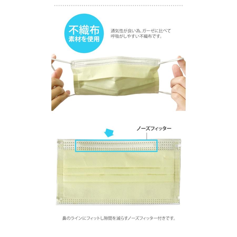在庫限り！「レビュー記入でメール便送料無料」不織布マスク 使い捨てマスク7 袋入り 50枚 10枚入×5 黄色 イエロー 3層構造 GPT(gu1a754)(1通1点迄) | ブランド登録なし | 03