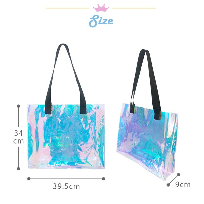 オーロラ クリアバッグ 透明 ビニールバッグ トートバッグ ショルダー