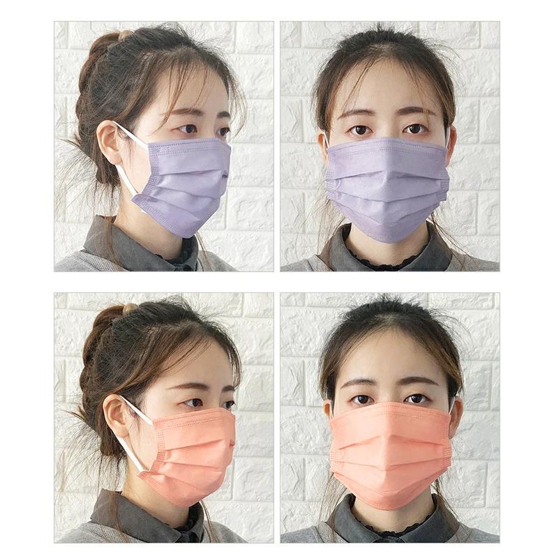 在庫限り！「レビュー記入でメール便送料無料」不織布マスク 使い捨てマスク11 袋入り 50枚 10枚×5 光沢 コーラル 紫 ベージュ GPT(gu1a896)(1通1点迄) | ブランド登録なし | 07