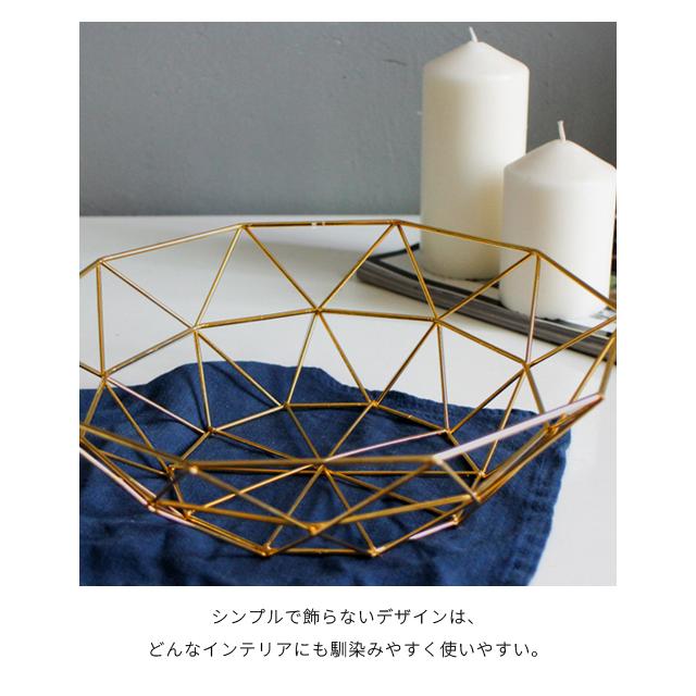 ワイヤーバスケット おしゃれ かご 三角形 浅型 幾何学 ブラック
