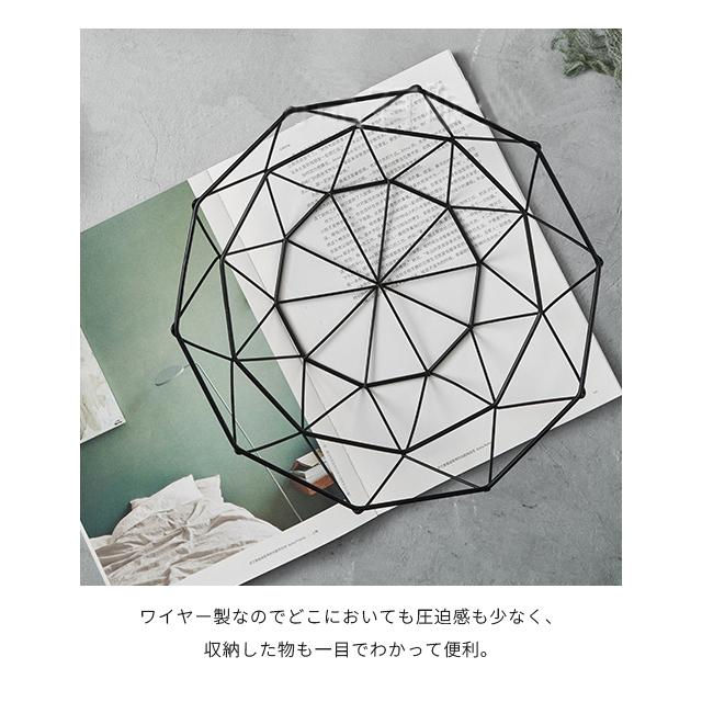 ワイヤーバスケット おしゃれ かご 三角形 浅型 幾何学 ブラック