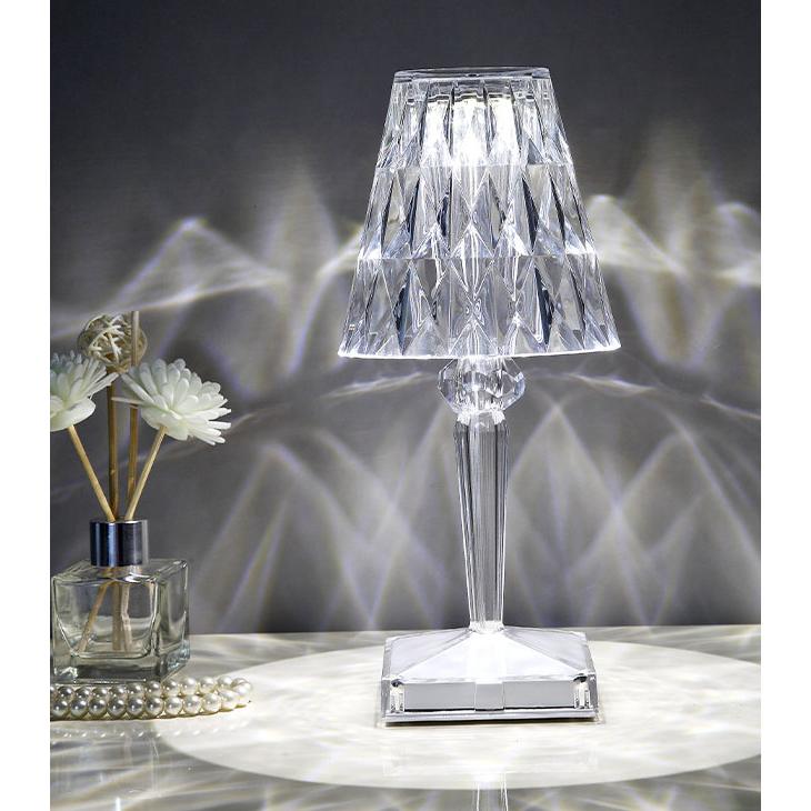 テーブルライト テーブルランプ LED クリスタル 水晶風 調光 寒色 暖色