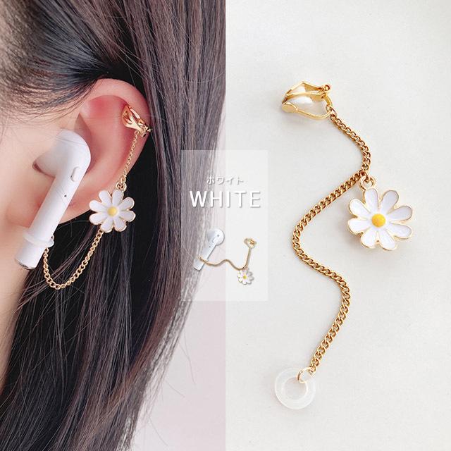 ワイヤレスイヤホン 落下防止 紛失 イヤーカフ 花 両耳用 フラワー 飾り 耳 ストラップ イヤホンホルダー チェーン GPT 10点迄メール便OK(gu1b048) | ブランド登録なし | 04