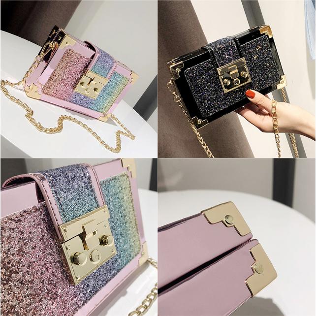 Glitter  ショルダーバッグ ショルダーバッグ スクエア レディース 可愛い チェーンバッグ