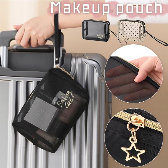 化粧ポーチ GPT メッシュポーチ 長め ストラップ 星チャーム BOX型