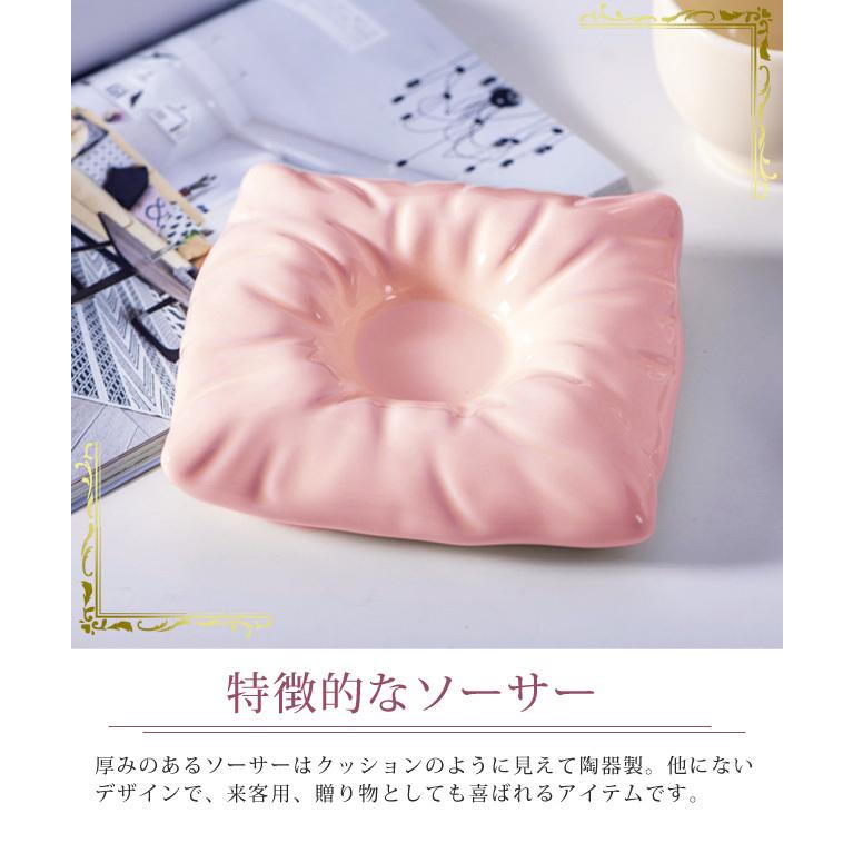 ティーカップ コーヒーカップ ソーサー セット おしゃれ 可愛い 陶器 洋食器 コーヒー 紅茶 クッション型 おうちカフェ 北欧 プレゼント GPT 送料無料(gu1b119) | ブランド登録なし | 02