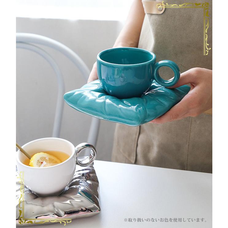 ティーカップ コーヒーカップ ソーサー セット おしゃれ 可愛い 陶器 洋食器 コーヒー 紅茶 クッション型 おうちカフェ 北欧 プレゼント GPT 送料無料(gu1b119) | ブランド登録なし | 05