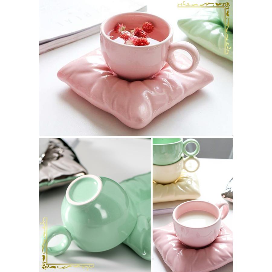 ティーカップ コーヒーカップ ソーサー セット おしゃれ 可愛い 陶器 洋食器 コーヒー 紅茶 クッション型 おうちカフェ 北欧 プレゼント GPT 送料無料(gu1b119) | ブランド登録なし | 06
