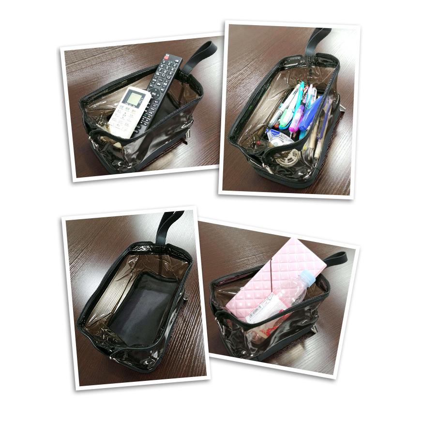 ポーチ 透明 大容量 旅行 トラベル 小物入れ 2層 2段 防水ポーチ クリア カラー  自立 取っ手 中が見える収納ケース 黄 赤 黒 GPT 送料無料(gu1b159) | ブランド登録なし | 05