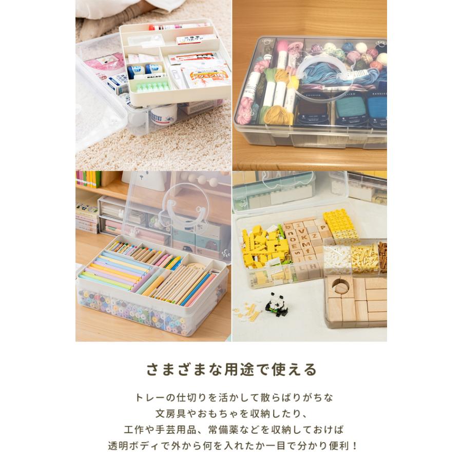 小物収納ケース 収納ボックス ふた付き 持ち運び 透明 救急箱 道具箱 ブロック レゴ パーツケース 文房具 裁縫箱 仕切り 2段 積み重ね GPT 送料無料(gu1b207) | ブランド登録なし | 07