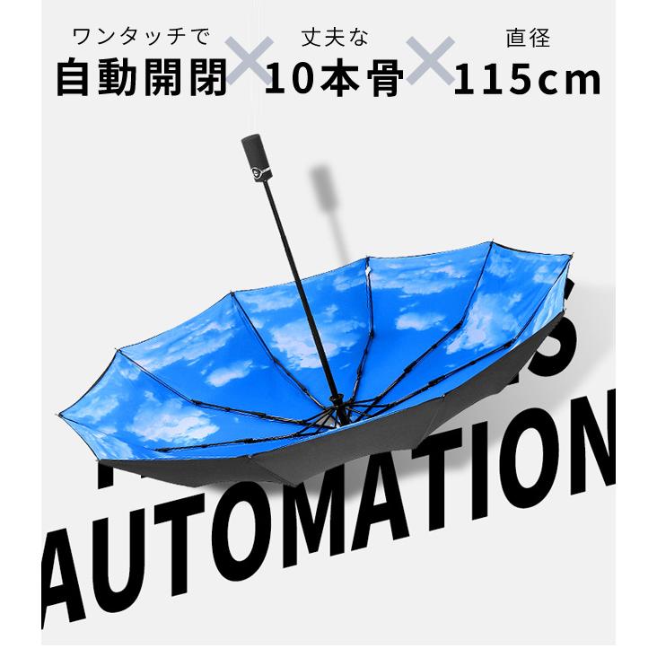 折りたたみ式傘 折りたたみ傘 自動開閉 ワンタッチ 雨傘 大きい 115cm 10本骨 傘