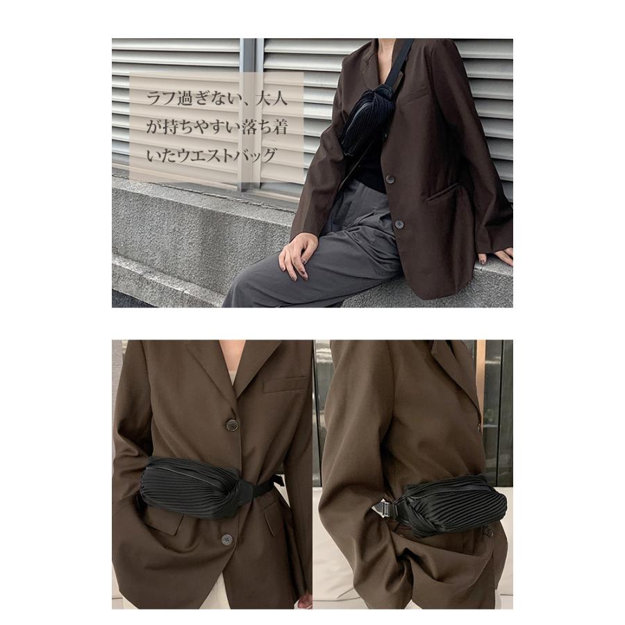 ボディバッグ レディース プリーツ ウエストポーチ ショルダーバッグ きれいめ GPT 韓国風 2WAY 斜め掛け 肩掛け ヒップバッグ 1点迄メール便OK(gu1b306) | ブランド登録なし | 05