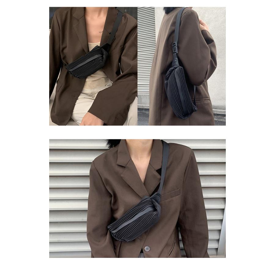 ボディバッグ レディース プリーツ ウエストポーチ ショルダーバッグ きれいめ GPT 韓国風 2WAY 斜め掛け 肩掛け ヒップバッグ 1点迄メール便OK(gu1b306) | ブランド登録なし | 06