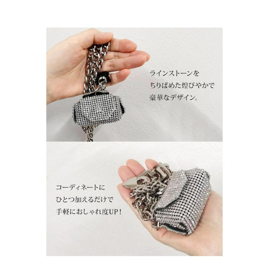 「レビュー記入でメール便送料無料」チェーンベルト ミニポーチ付き ネックレス ラインストーン シルバー 2WAY GPT gu1b308-mail(gu1b309)(1通につき4点迄) | ブランド登録なし | 02