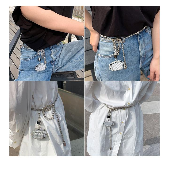 「レビュー記入でメール便送料無料」チェーンベルト ミニポーチ付き ネックレス ラインストーン シルバー 2WAY GPT gu1b308-mail(gu1b309)(1通につき4点迄) | ブランド登録なし | 05