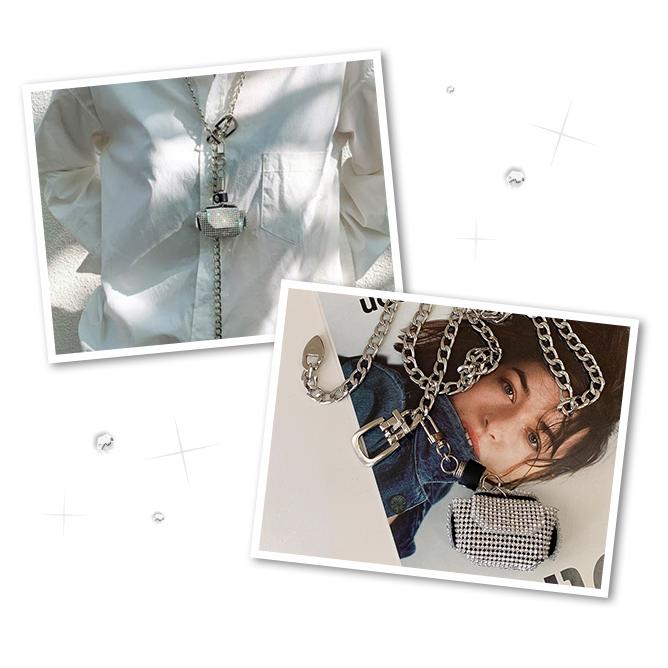 「レビュー記入でメール便送料無料」チェーンベルト ミニポーチ付き ネックレス ラインストーン シルバー 2WAY GPT gu1b308-mail(gu1b309)(1通につき4点迄) | ブランド登録なし | 09