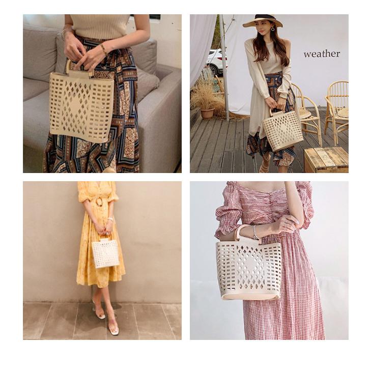 ショルダーバッグ レディース 木製ハンドル 手持ち 斜め掛け 肩掛け