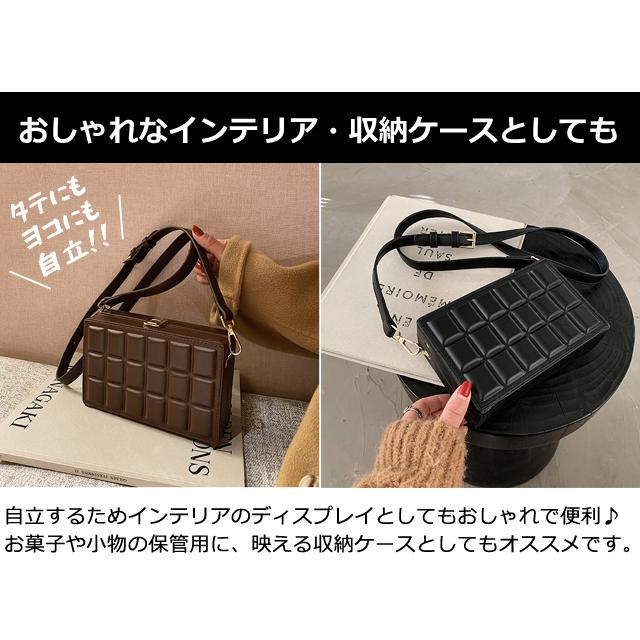 ショルダーバッグ 板チョコ型 スクエア 可愛い チョコレート おしゃれ ショルダー付き ハードケース 韓国風 ミニ バッグ 2WAY 茶 黒 GPT 送料無料(gu1b332) | ブランド登録なし | 07