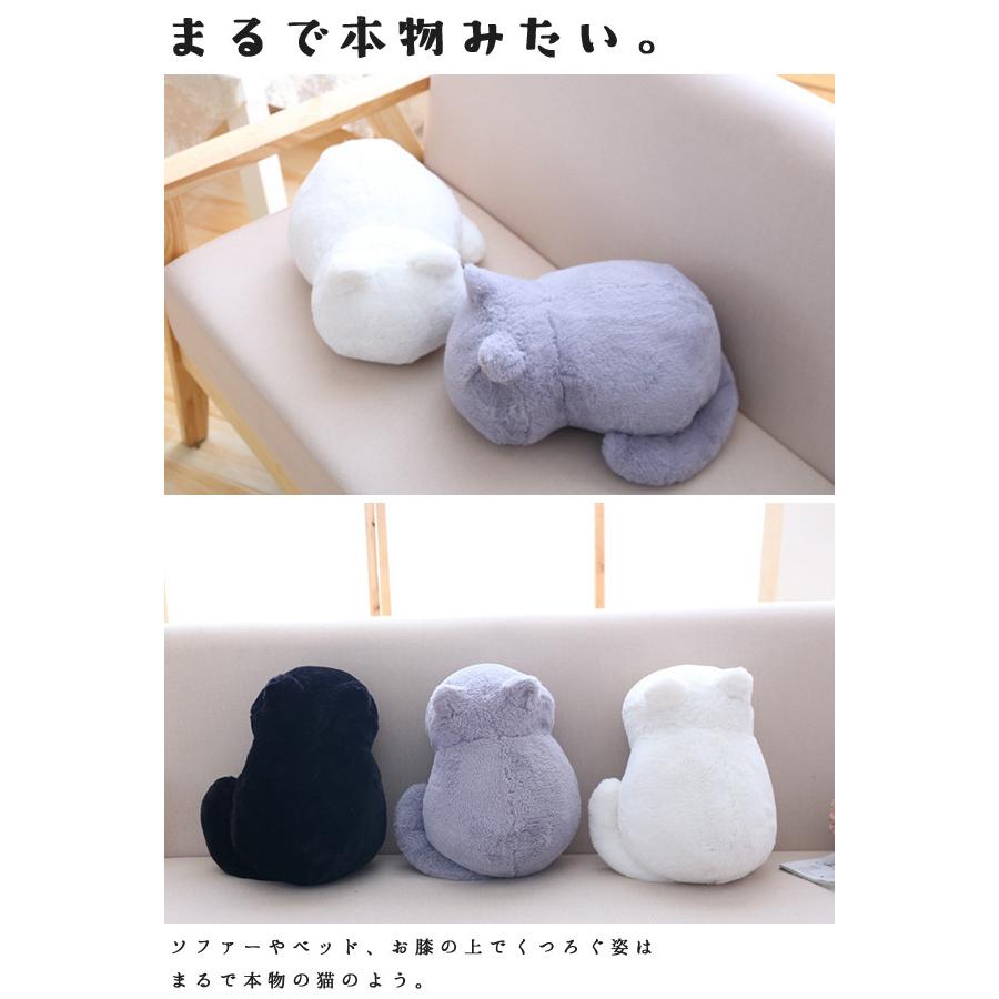 ぬいぐるみ 猫 ネコ 黒猫 白猫 グレー 抱き枕 インテリア シンプル モノトーン ふわふわ 猫グッズ 猫雑貨 かわいい プレゼント GPT 送料無料(gu1b336)｜griptone｜07