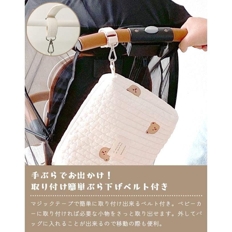おむつポーチ ベビーカーバッグ ヌビ イブル おむつ入れ おしりふき 大容量 かわいい キルト ベルト1本 出産祝い プレゼント GPT 2点迄メール便OK(gu1b388) | ブランド登録なし | 03