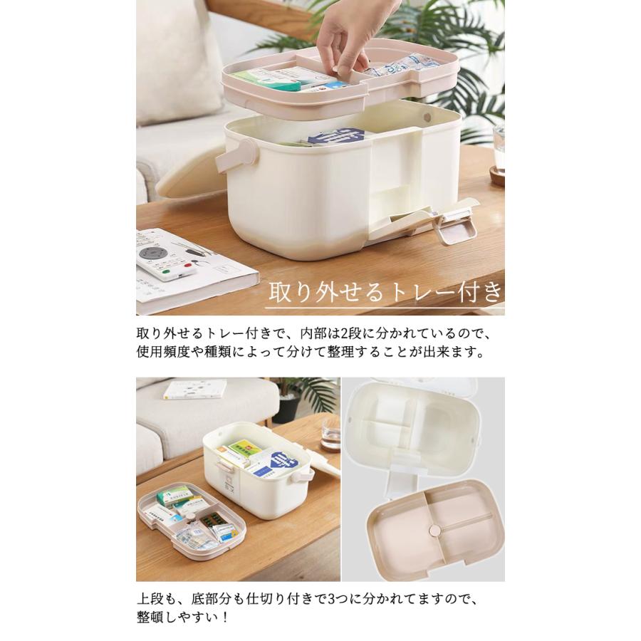 救急箱 薬箱 大容量 おしゃれ ピルケース内蔵×2 ファーストエイド ボックス ファミリー 薬 収納 ボックス GPT 送料無料(gu1b390) | ブランド登録なし | 02