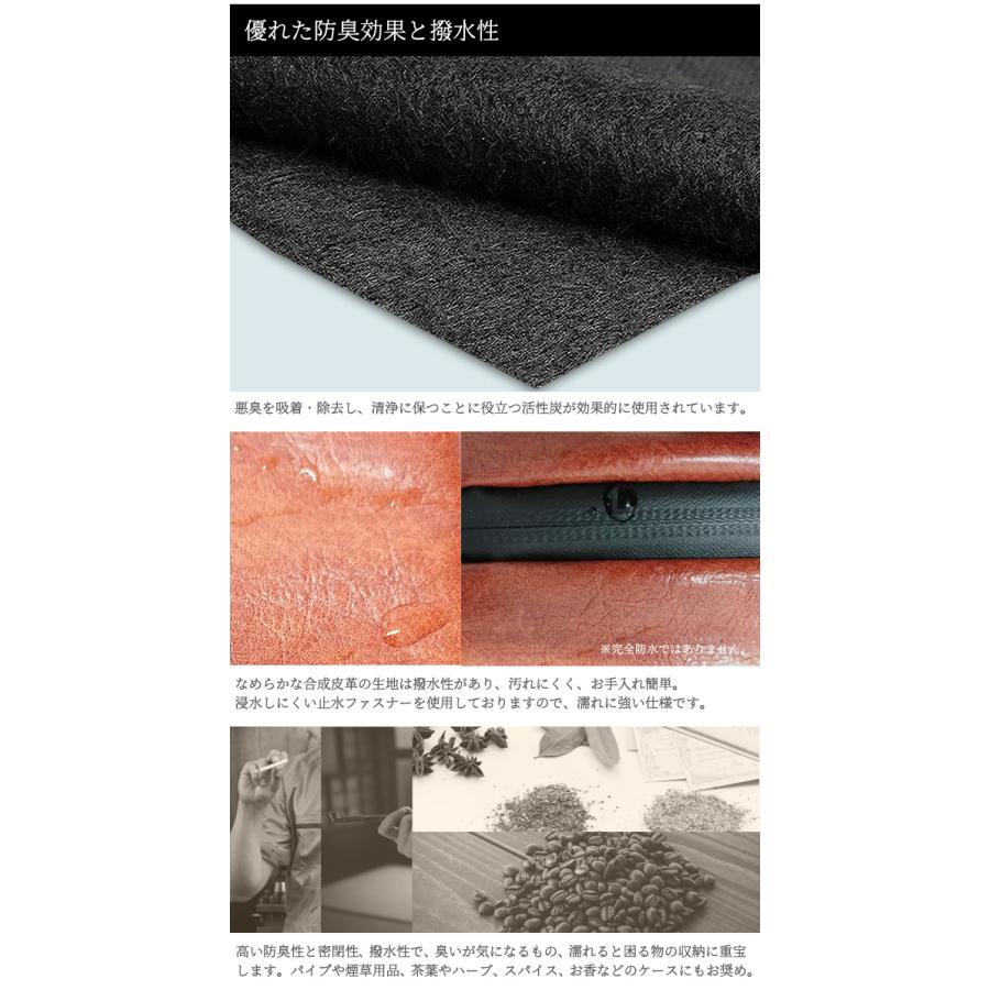 防臭 防犯 3桁ダイヤル錠付き GPT 活性炭 PUレザー 薄マチ ポーチ 脱臭 横長 スリム 薄型ケース レザー調 A6収納 取り外せる 持ち手 1点迄メール便OK(gu1b398) | ブランド登録なし | 02